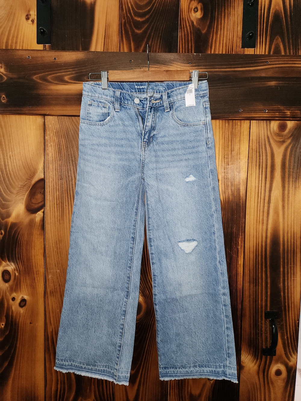 Old Navy Light Blue Distressed Wide-Leg Kids Jeans